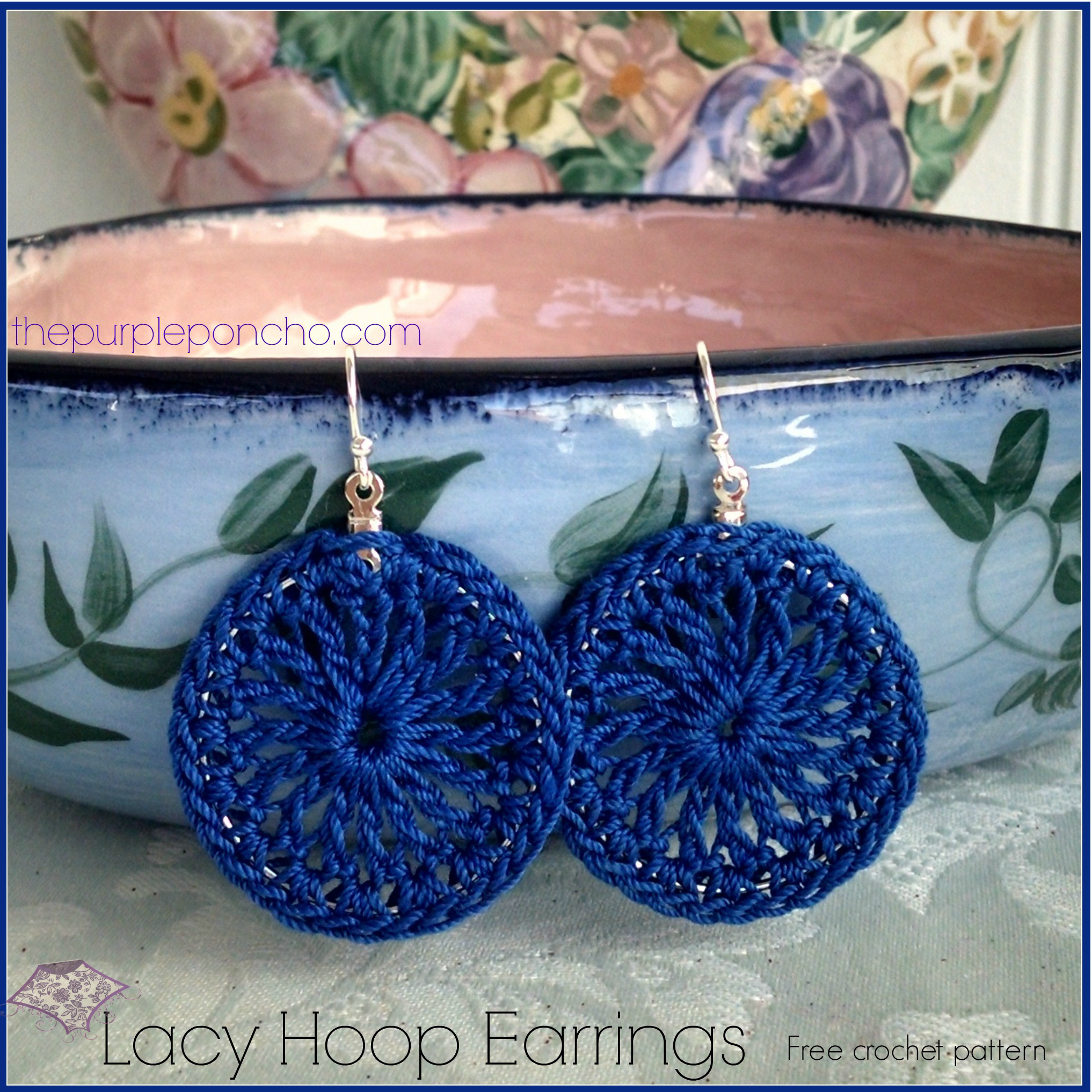 Blue crochet earrings