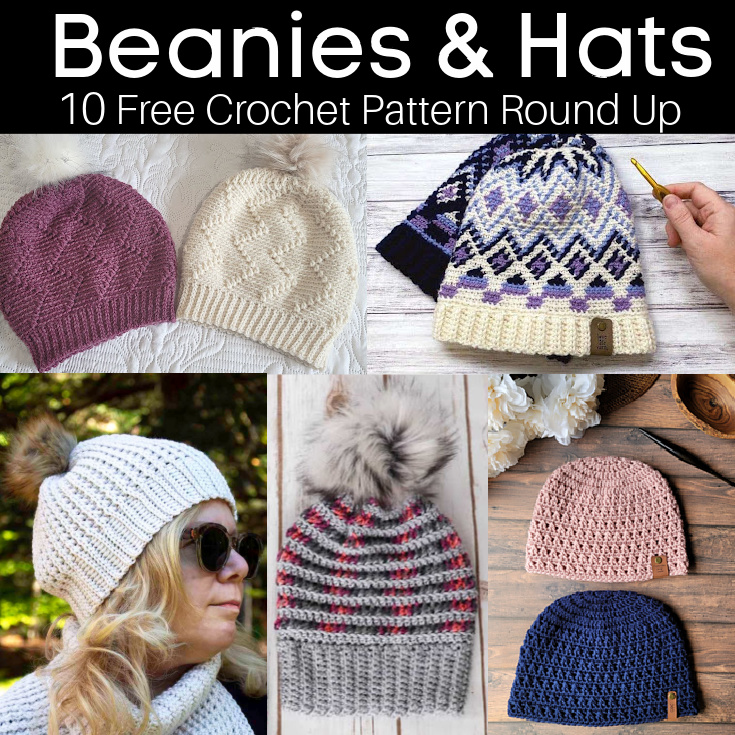 Beanies And Hats Free Crochet Pattern Round Up - The Purple Poncho